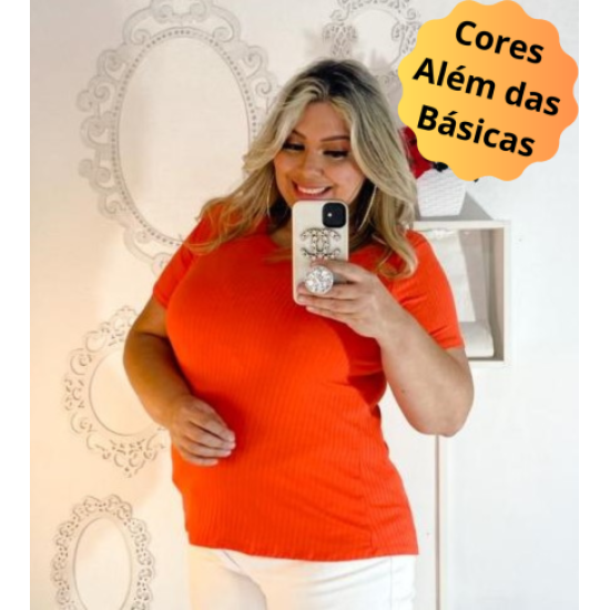 (PLUS) Blusa Canelado Liso